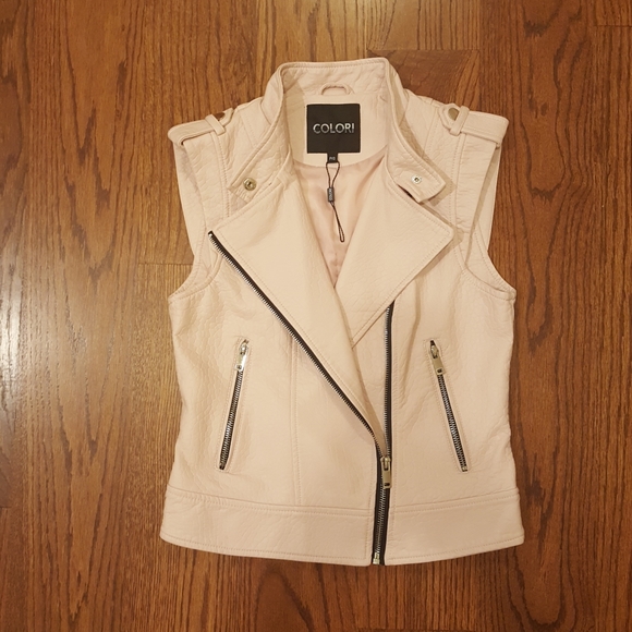 COLORI Rose Pink Leather Vest for Women Size P/S - Picture 3 of 9